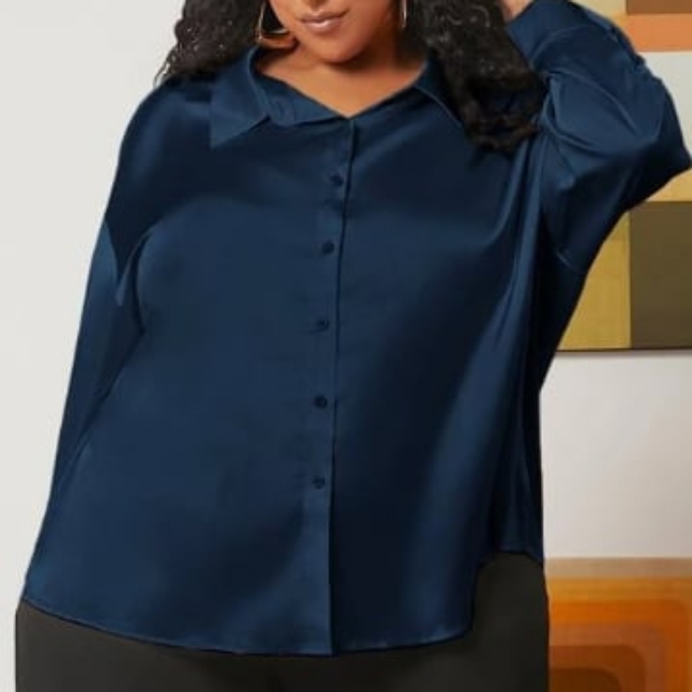 Elegant Navy Blue Women's Top